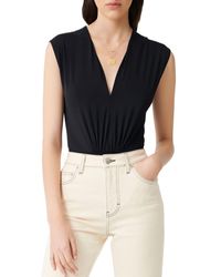 Maje Tilio V - Neck Bodysuit - Black