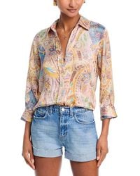 L'Agence - Dani Silk Printed 3/4 Sleeve Blouse - Lyst