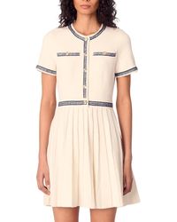 Maje - Pleated Knit Short Dress - Lyst