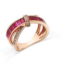 Bloomingdale's Fine Collection - Ruby & Diamond Crossover Statement Ring - Lyst