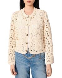 Maje - Crocheted Cropped Cardigan - Lyst