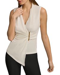 Donna Karan - Donna Karan Hardware Sleeveless V Neck Top - Lyst