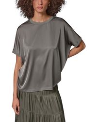 Donna Karan Weekend - Donna Karan Short Dolman Sleeve Satin Top - Lyst