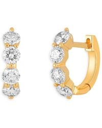 EF Collection - 14K Diamond Huggie Hoop Earrings - Lyst