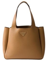 Prada - Medium Leather Tote Bag - Lyst