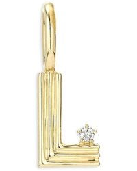 Adina Reyter - 9K Groovy Diamond L Initial Mini Bead Charm, 0.01 Ct. T. W - Lyst