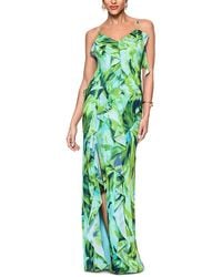 Aqua - Printed Ruffle Chiffon Maxi Dress - Lyst