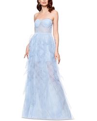 Aqua - Strapless Lace Tulle Ruffle Gown - Lyst