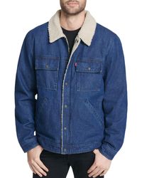 levi's men's washed cotton two pocket sherpa lined trucker jacket