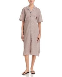 Eileen Fisher - Notch Collar Linen & Cotton Shirt Dress - Lyst