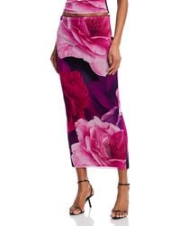 Aqua - Floral Mesh Midi Skirt - Lyst