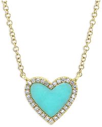 Moon & Meadow - 14K Kate & Diamond Heart Pendant Necklace, 18 - Lyst