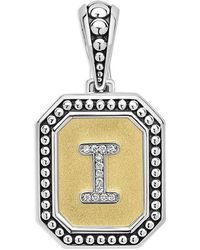 Lagos - Signature Caviar Sterling & 18K Octagon Diamond A Initial Charm, 0.05 Tcw - Lyst