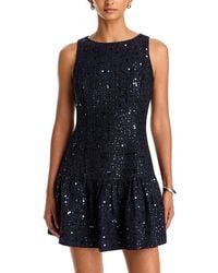 Aqua - Sequin Tweed Drop Waist Mini Dress - Lyst