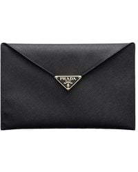 Prada - Saffiano Leather Envelope Clutch - Lyst