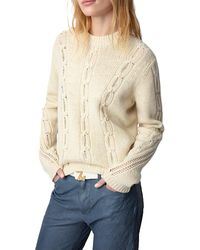 Zadig & Voltaire - Morley Merino Wool Cable Knit Sweater - Lyst