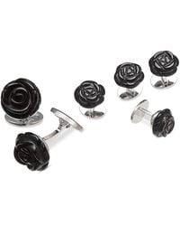 Jan Leslie - Carved Rose Sterling & Onyx Stud & Cufflink Set - Lyst