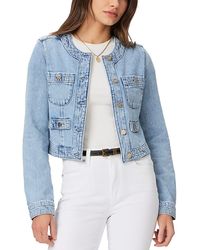 PAIGE - Kiya Crewneck Button Front Denim Jacket - Lyst