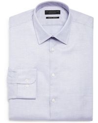 Bloomingdale's The Store Micro Pattern Stretch Slim Fit Dress Shirt - White