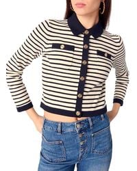 Maje - Cropped Rib Knit Shirt Collar Cardigan - Lyst