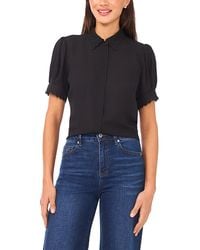 Cece - Puffed Sleeve Scalloped Edge Blouse - Lyst