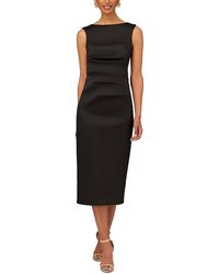 Aidan Mattox - Stretch Mikado Midi Sheath Dress - Lyst