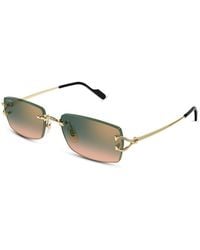 Cartier - Rectangular Rimless Sunglasses, 56Mm - Lyst