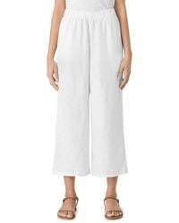 Eileen Fisher - Linen Cropped Wide Leg Pants - Lyst