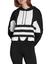adidas Originals Cropped Large Logo Hoodie - Black