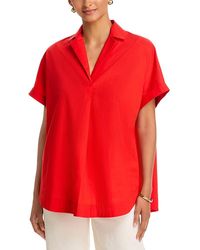 French Connection - Poplin Collar Short Sleeve Pullover Top - Lyst