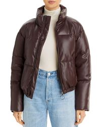 Faux Leather Puffer Jacket 