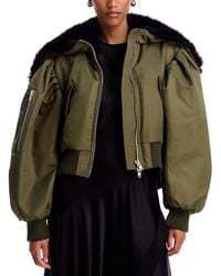 Simone Rocha - Split Faux Fur Hood Cropped Bomber Jacket - Lyst