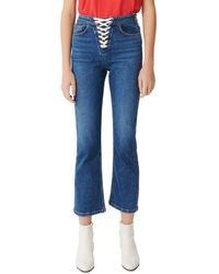 Maje Paper Lace - Up Cropped Jeans - Blue