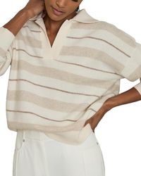 Reiss - Wool-Cashmere Stripe Open-Collar Jumper - Lyst
