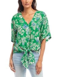 Karen Kane - Short Sleeve Tie Front Top - Lyst