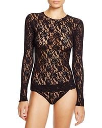 Hanky Panky - Unlined Long Sleeve Lace Top - Lyst