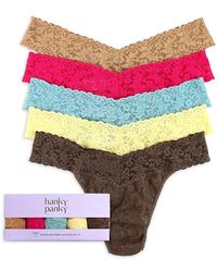 Hanky Panky - Signature Lace Original Rise Thongs, Set Of 5 - Lyst