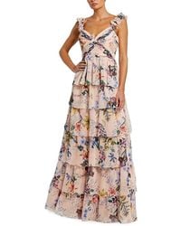 Mac Duggal - Ruffle Sleeveless Chiffon Tiered Floral Print Gown - Lyst