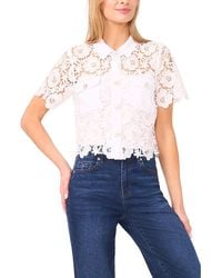 Cece - Patch Pocket Short Sleeve Button Down Blouse - Lyst