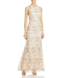 Eliza J - Appliqued Embroidered Halter Gown - Lyst