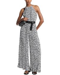 Michael Kors - Michael Pleated Chain Neck Halter Jumpsuit - Lyst