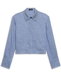 Theory - Cropped Denim Jacket - Lyst