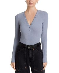 FRAME - The Mesh Trim Rib Henley - Lyst
