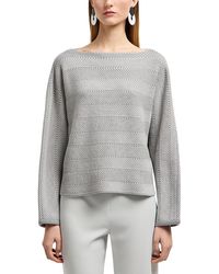 Emporio Armani - Boat Neck Chevron Knit Sweater - Lyst