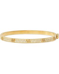 Tory Burch - Miller Double T & Pave Studded Bangle Bracelet - Lyst