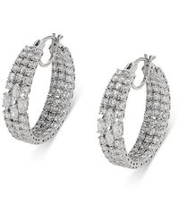 Nadri - Rare Jewels Cubic Zirconia Hoop Earrings Rhodium Plated - Lyst
