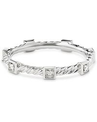 David Yurman - 18K Cable Collectibles Diamond Stack Ring - Lyst