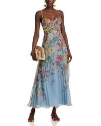 Aqua - Pleated Floral Dress - Lyst