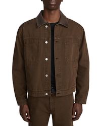 FRAME - Sandbar Cotton Canvas Leather Collar Utility Jacket - Lyst