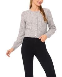 Cece - Heart Button Pointelle Cardigan - Lyst